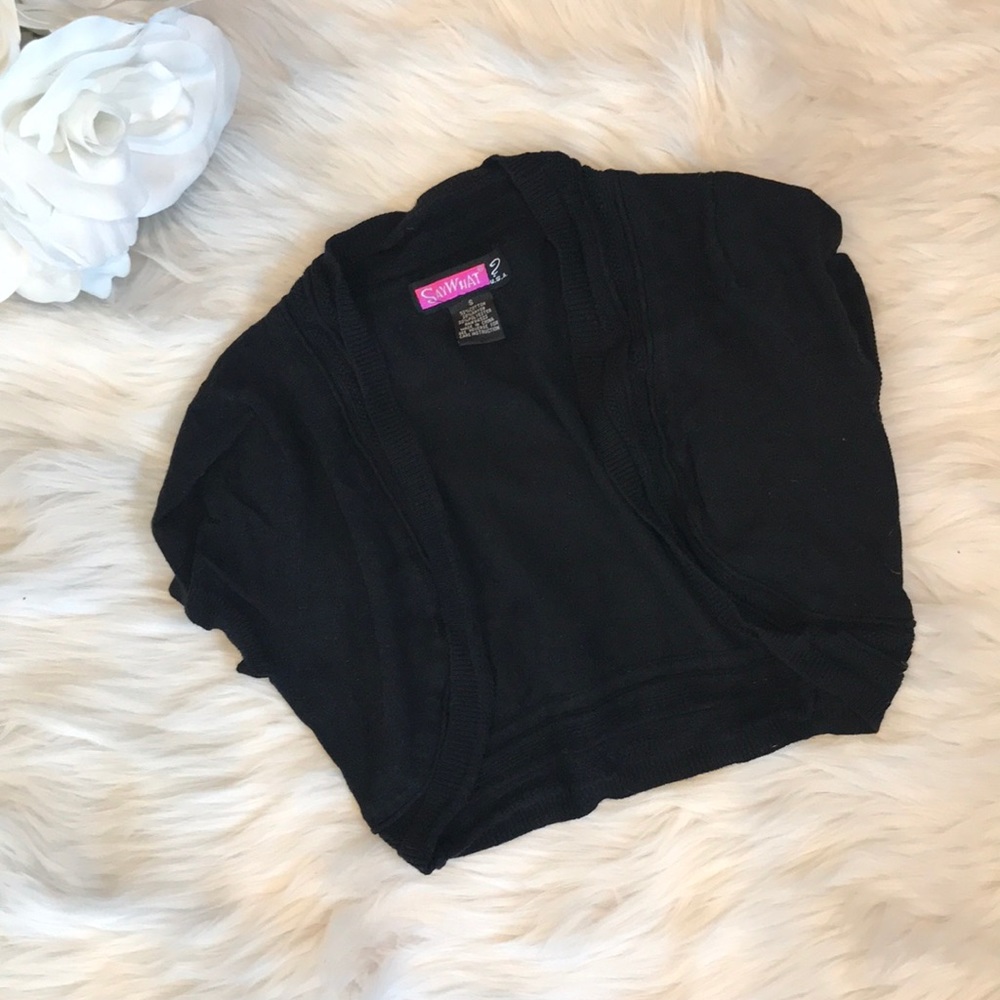 3/$12 Juniors Small Black Cap Sleeve Shrug